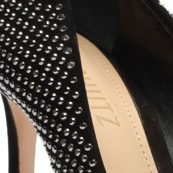 Schutz | Women's Lou Crystal Nubuck&Rhinestones Pump-Black