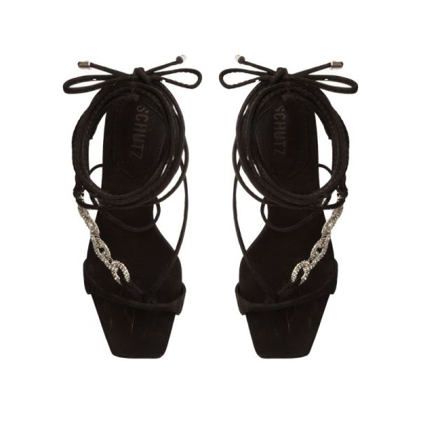 Schutz | Women's Vikki Glam Nubuck Sandal-Black