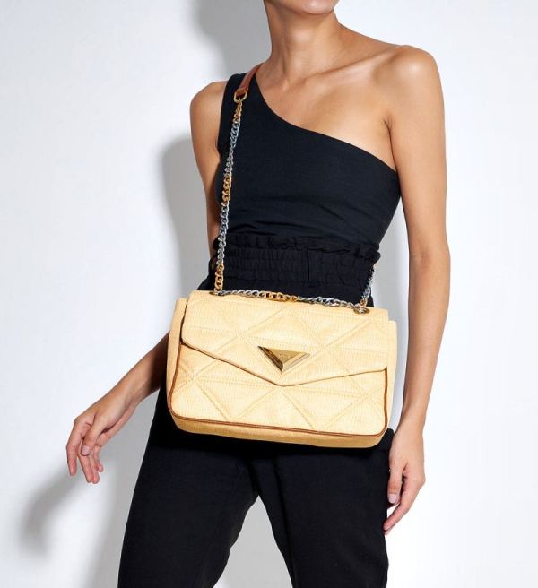 Schutz | Women's New 944 Straw Shoulder Bag-Wood