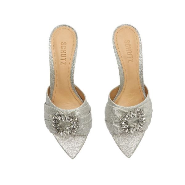 Schutz | Women's Meisho Mid Glitter Sandal-Silver