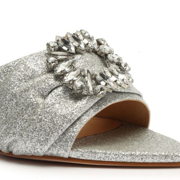 Schutz | Women's Meisho Mid Glitter Sandal-Silver