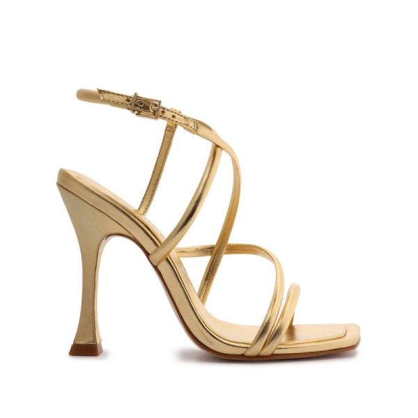 Schutz | Women's Lovi Metallic Nappa Leather Sandal-Gold