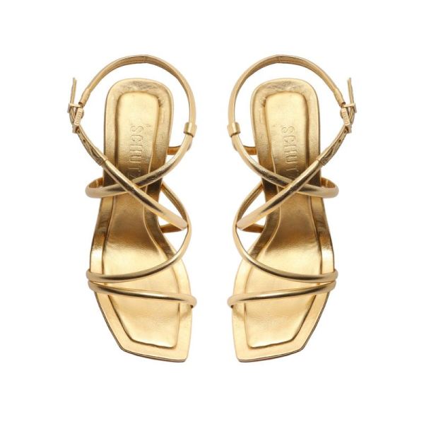 Schutz | Women's Lovi Metallic Nappa Leather Sandal-Gold