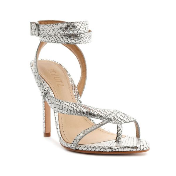 Schutz | Women's Courtney High Metallic Sandal-Silver