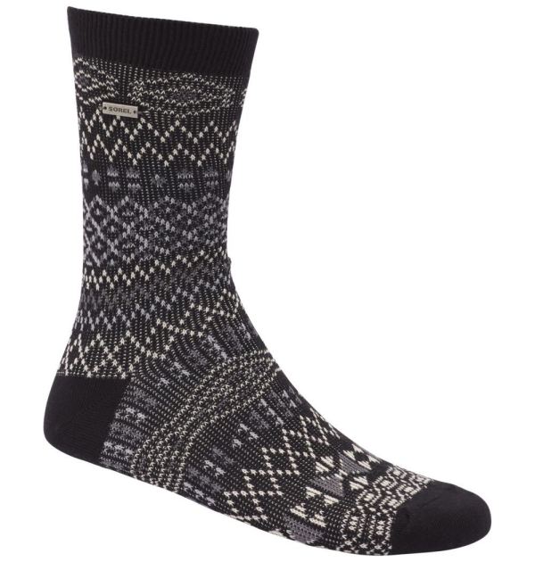 Sorel Shoes Women's Cotton Jacquard Pattern Crew Socks-Black