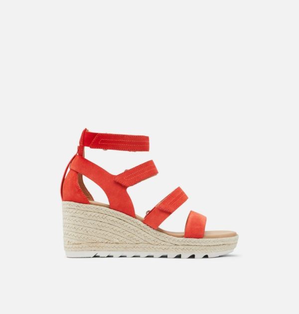 Sorel Shoes Women's Cameron Multi Strap Wedge Sandal-Signal Red