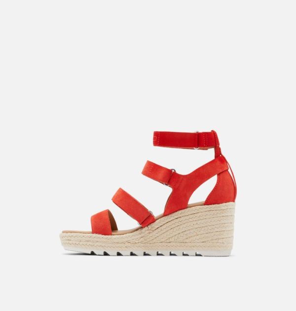 Sorel Shoes Women's Cameron Multi Strap Wedge Sandal-Signal Red