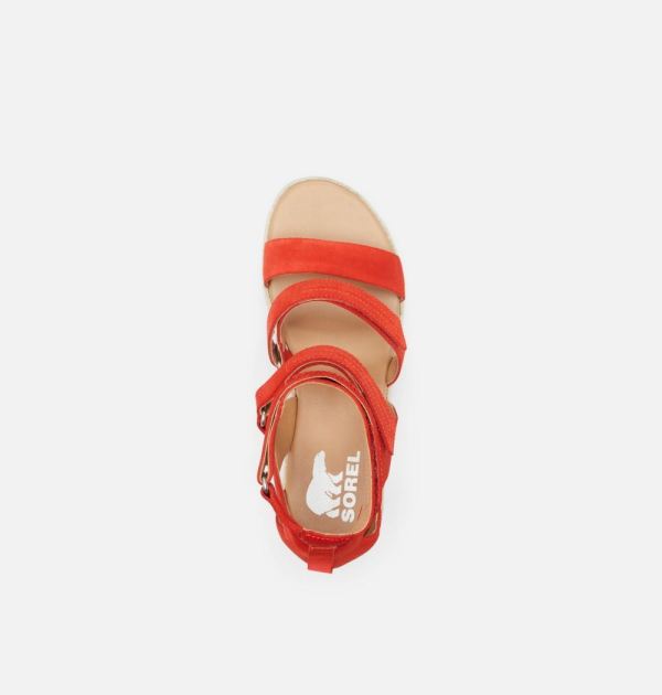 Sorel Shoes Women's Cameron Multi Strap Wedge Sandal-Signal Red