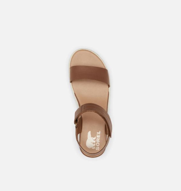 Sorel Shoes Women's Cameron Flatform Wedge Sandal-Velvet Tan Chalk