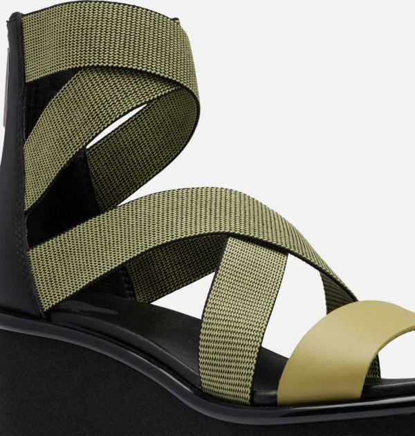 Sorel Shoes Women's Joanie III Sport Strap Wedge Sandal-Olive Shade Black