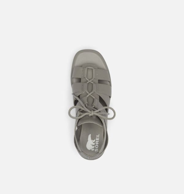 Sorel Shoes Women's Joanie III Lace Wedge Sandal-Chrome Grey White