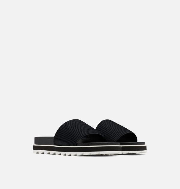 Sorel Shoes Women's Roaming Easy Slide Sandal-Black Sea Salt