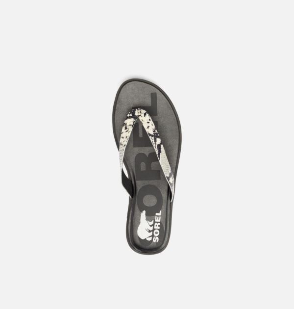 Sorel Shoes Womens Ella II Flip Sandal-Black Chalk