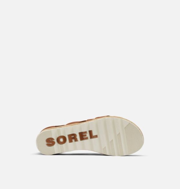 Sorel Shoes Women's Cameron Flatform Lace Wedge Sandal-Velvet Tan Chalk