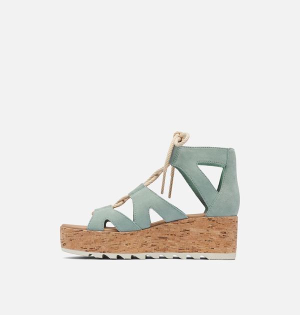 Sorel Shoes Women's Cameron Flatform Lace Wedge Sandal-Crushed Blue Chalk