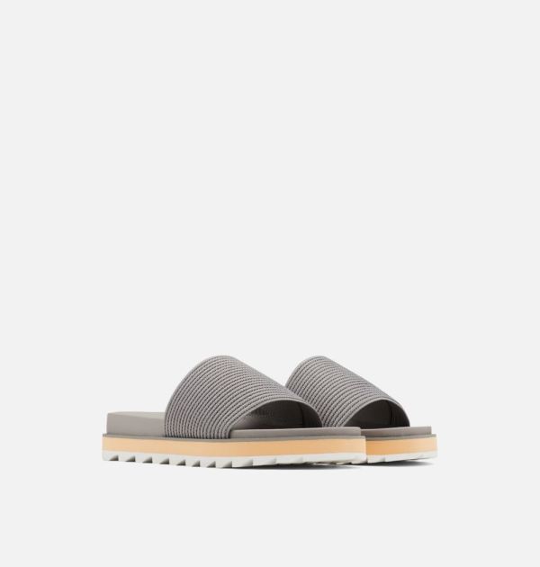 Sorel Shoes Women's Roaming Easy Slide Sandal-Chrome Grey Sea Salt