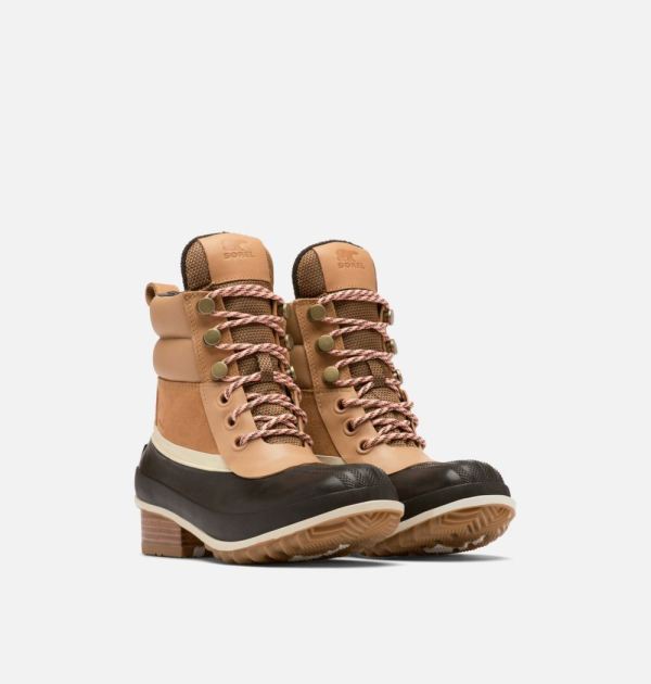 Sorel Shoes Womens Slimpack III Hiker Duck Boot-Tawny Buff Black