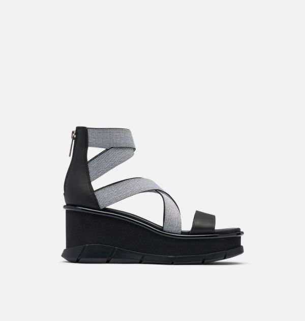 Sorel Shoes Women's Joanie III Sport Strap Wedge Sandal-Black White