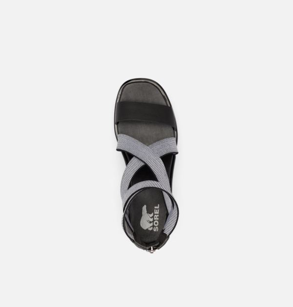 Sorel Shoes Women's Joanie III Sport Strap Wedge Sandal-Black White