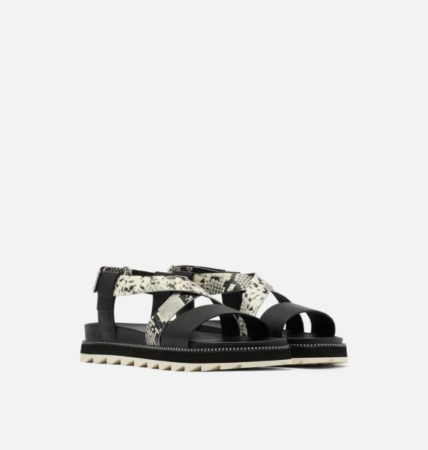 Sorel Shoes Womens Roaming Criss Cross Sandal-Black White