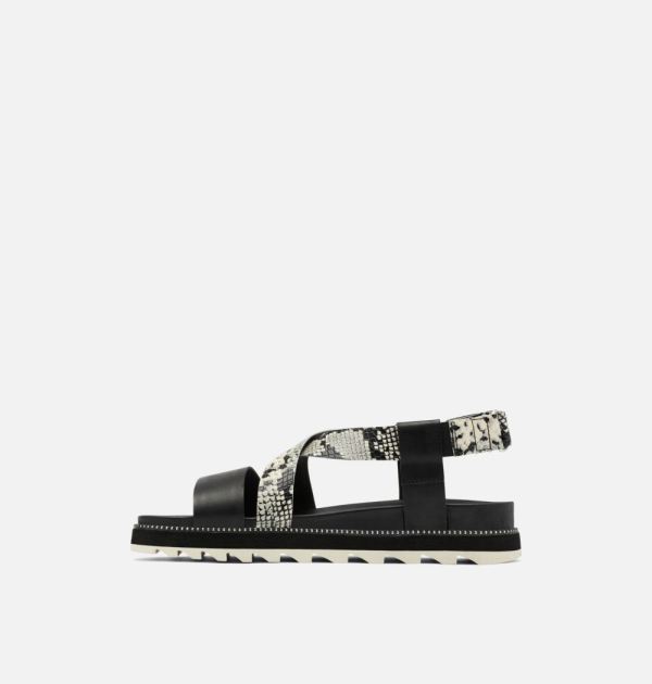 Sorel Shoes Womens Roaming Criss Cross Sandal-Black White