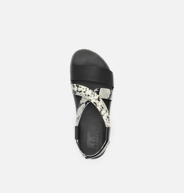 Sorel Shoes Womens Roaming Criss Cross Sandal-Black White