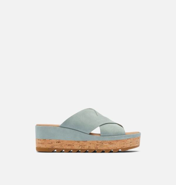 Sorel Shoes Women's Cameron Flatform Mule Wedge Sandal-Crushed Blue Sea Salt