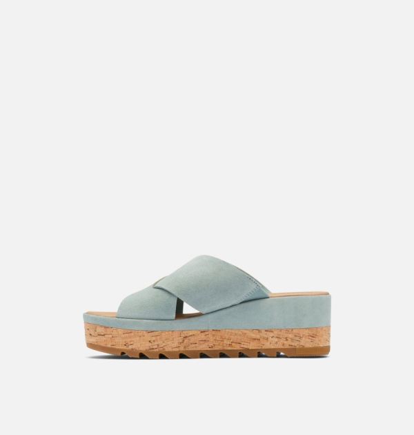 Sorel Shoes Women's Cameron Flatform Mule Wedge Sandal-Crushed Blue Sea Salt