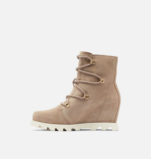 Sorel Shoes Women's Joan Of Arctic Wedge III Lace Bootie-Omega Taupe Chalk
