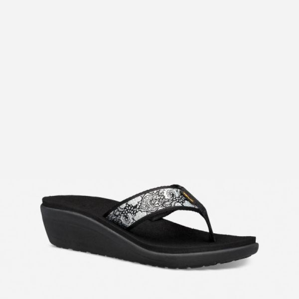 Teva | Women's Voya Wedge - HARMONY BLACK/ WHITE/ SILVER