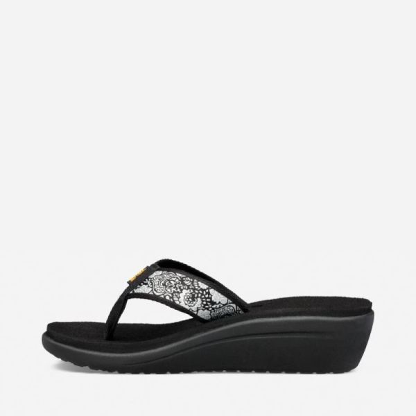 Teva | Women's Voya Wedge - HARMONY BLACK/ WHITE/ SILVER