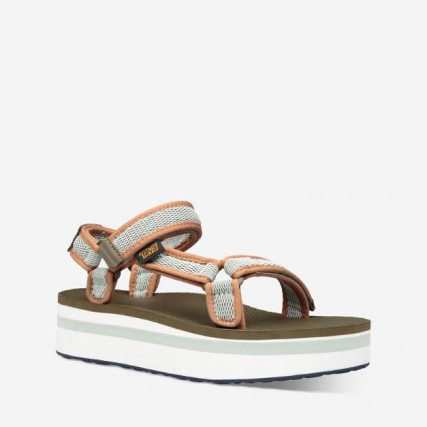 Teva | Women's Flatform Universal Mesh Print - DARK OLIVE/SEA FOAM