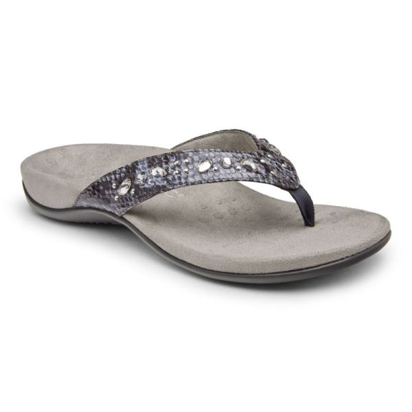 Vionic | Women's Lucia Toe Post Sandal - Slate Grey Snake