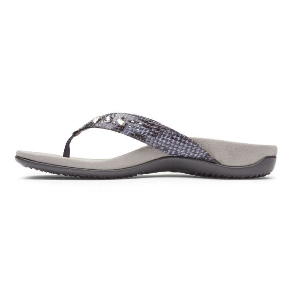 Vionic | Women's Lucia Toe Post Sandal - Slate Grey Snake