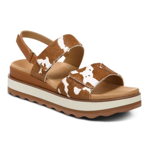 Vionic | Women's Brielle Flatform Sandal - Brown Cow Print