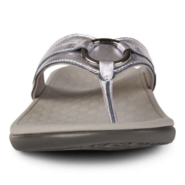 Vionic | Women's Tide Aloe Toe Post Sandal - Pewter Leather