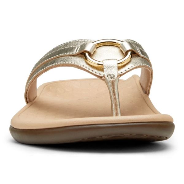 Vionic | Women's Tide Aloe Toe Post Sandal - Champagne Leather