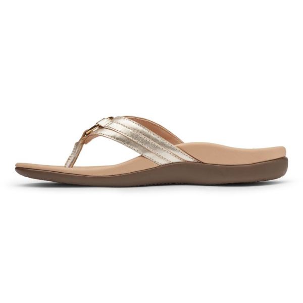 Vionic | Women's Tide Aloe Toe Post Sandal - Champagne Leather