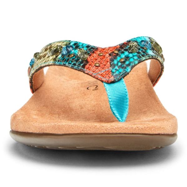 Vionic | Women's Lucia Toe Post Sandal - Blue Teal Snake