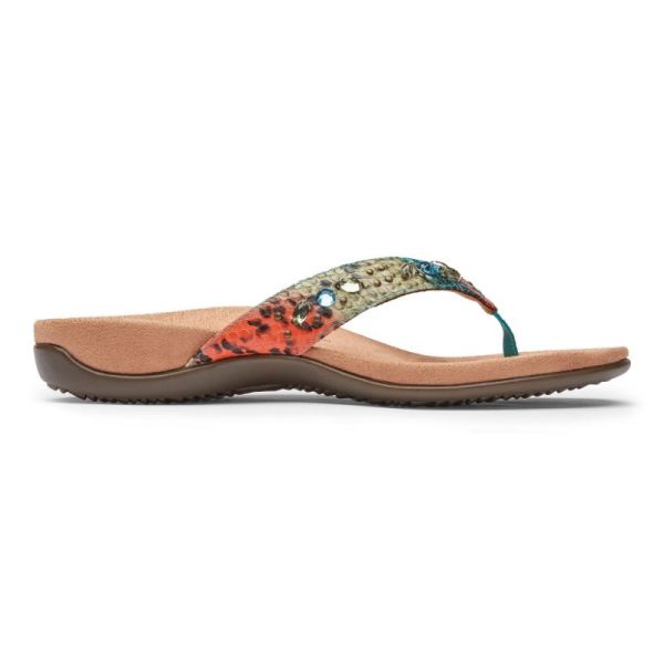 Vionic | Women's Lucia Toe Post Sandal - Blue Teal Snake