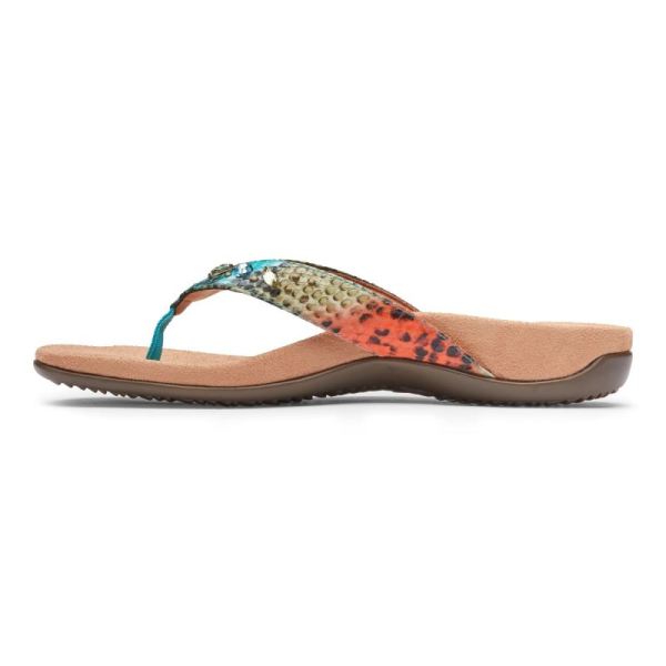 Vionic | Women's Lucia Toe Post Sandal - Blue Teal Snake