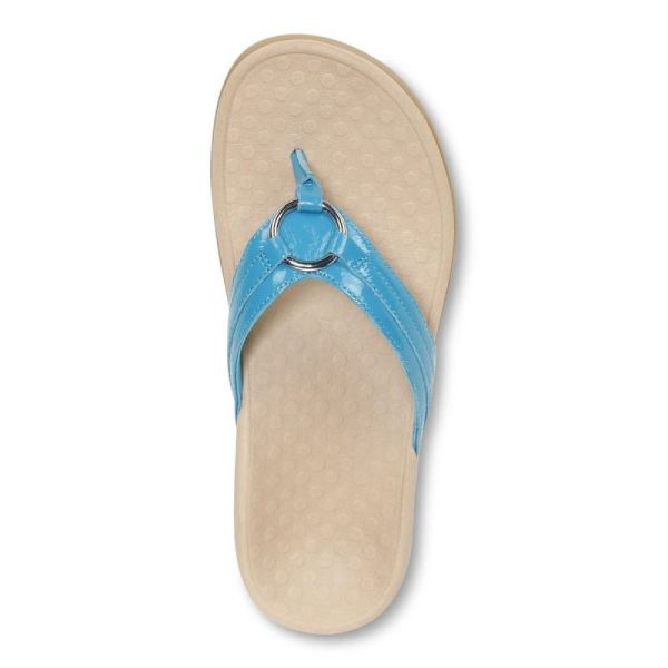 Vionic | Women's Tide Aloe Toe Post Sandal - Lake Blue Leather