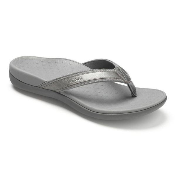 Vionic | Women's Tide II Toe Post Sandal - Pewter Metallic