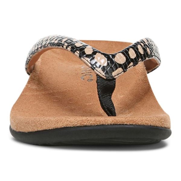 Vionic | Women's Dillon Toe Post Sandal - Black With Spots