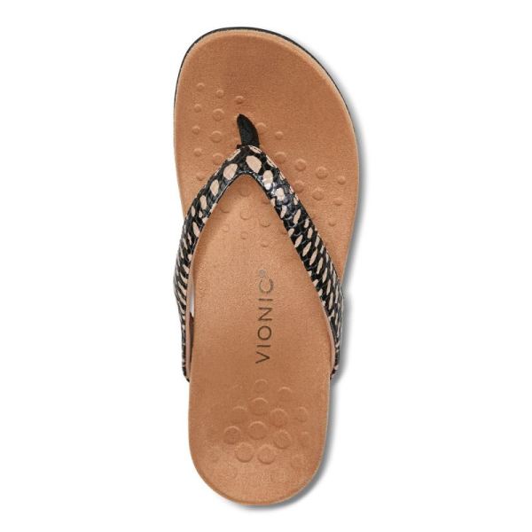 Vionic | Women's Dillon Toe Post Sandal - Black With Spots