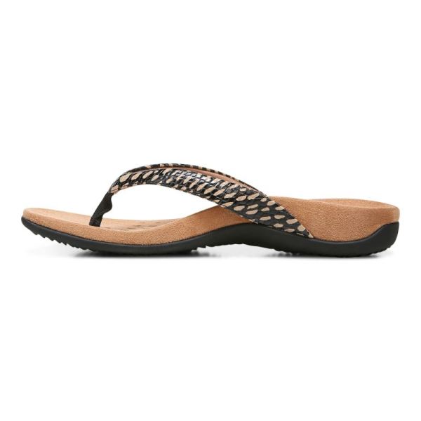 Vionic | Women's Dillon Toe Post Sandal - Black With Spots