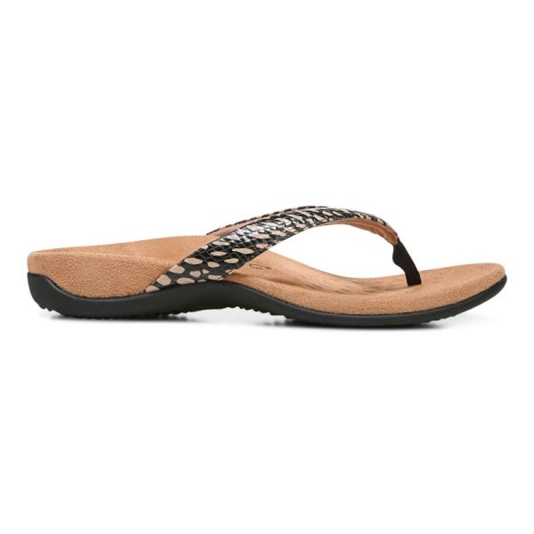 Vionic | Women's Dillon Toe Post Sandal - Black With Spots