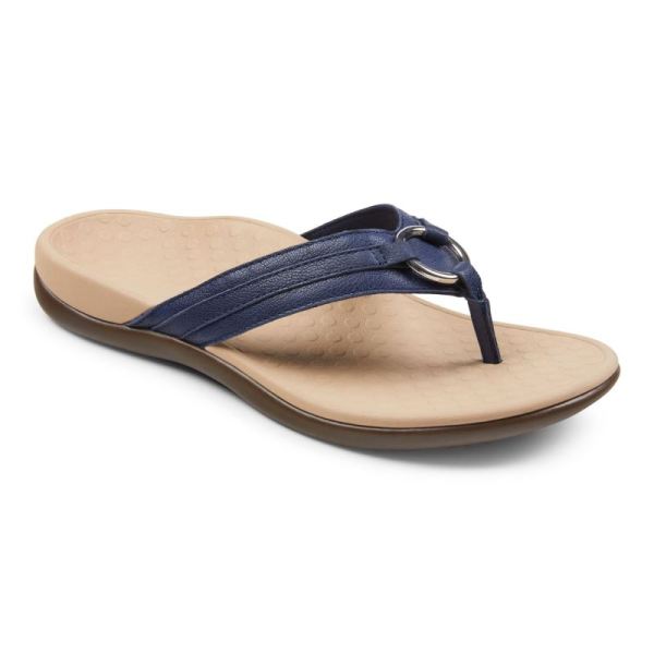 Vionic | Women's Tide Aloe Toe Post Sandal - Navy Leather