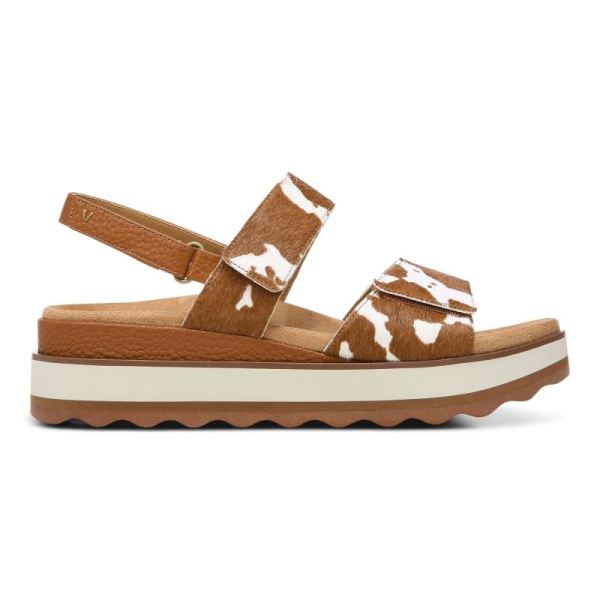 Vionic | Women's Brielle Flatform Sandal - Brown Cow Print