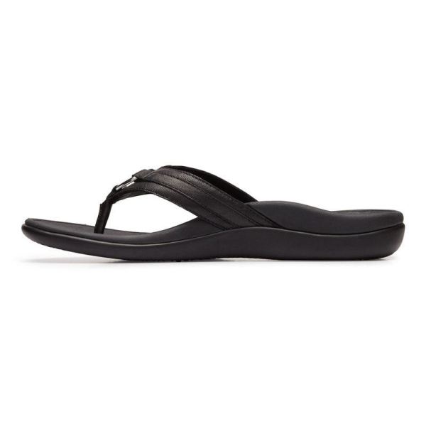 Vionic | Women's Tide Aloe Toe Post Sandal - Black Leather